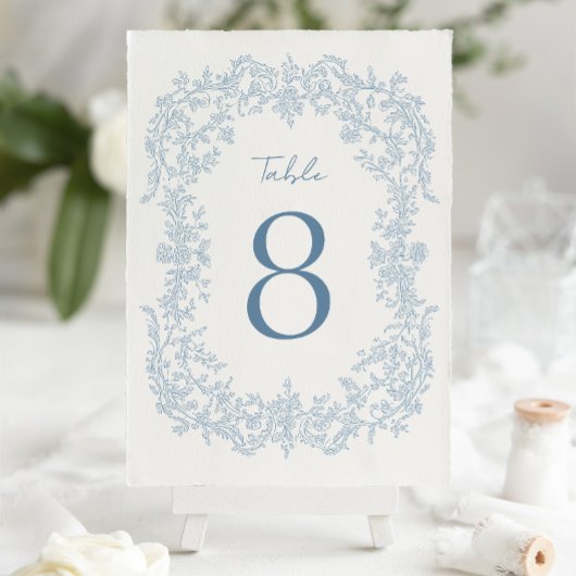  Victoriaans Blauwe Barok Line Art Wedding Kaart