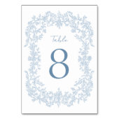  Victoriaans Blauwe Barok Line Art Wedding Kaart (Voorkant)