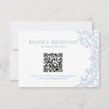  Victoriaans Blauwe Barokke Lijn Kunst QR Code