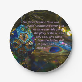 Victoriaans blauwe Bijbelversie Papieren Bordje