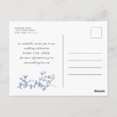 Victoriaans Blauwe Bloemen Trouwen Save the Date Briefkaart (Achterkant)