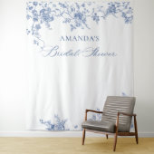 Victoriaans Blauwe Bloemen Vrijgezellenfeest Achte Wandkleed (In situ)