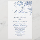Victoriaans Blauwe Bloemen Wedding Ceremony Progra (Voorkant)