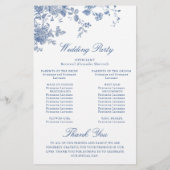Victoriaans Blauwe Bloemen Wedding Ceremony Progra (Achterkant)