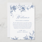 Victoriaans Blauwe Bloemen Wedding WEEKEND EVENEME Kaart (Voorkant)