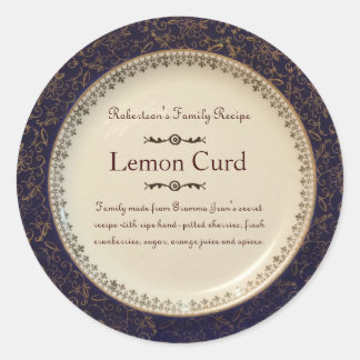 Victoriaans blauwe en goudfeestlabel sticker