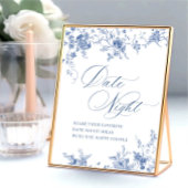 Victoriaans Blauwe Franse Bloemen Datum Nacht Idee Poster