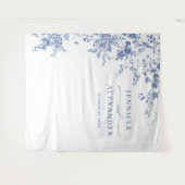 Victoriaans Blauwe Franse Tuin Huwelijk Achtergron Wandkleed (Voorkant (horizontaal))