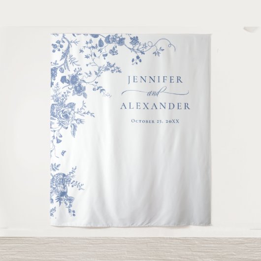 Victoriaans Blauwe Franse Tuin Huwelijk Achtergron Wandkleed (Voorkant)