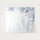 Victoriaans Blauwe Franse Tuin Huwelijk Achtergron Wandkleed (Voorkant (horizontaal))