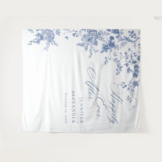 Victoriaans Blauwe Franse Tuin Huwelijk Achtergron Wandkleed (Voorkant (horizontaal))