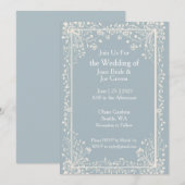 Victoriaans blauwe huwelijksuitnodiging kaart (Voorkant / Achterkant)