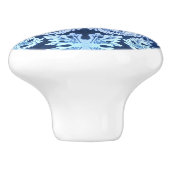 Victoriaans blauwe patroondrager keramische knop (Zijkant)