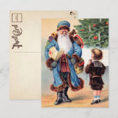 Victoriaans blauwe robed Santa Briefkaart (Voorkant / Achterkant)