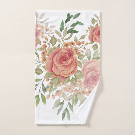 Victoriaans blauwe roze rozen waterverf kunst bad handdoek (Handdoek)