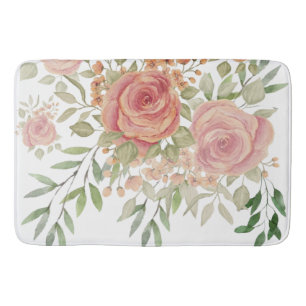 Victoriaans blauwe roze rozen waterverf kunst badmat