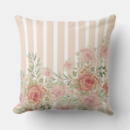 Victoriaans blauwe roze rozen waterverf kunst buitenkussen