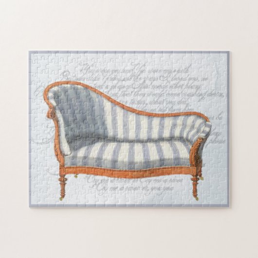 Victoriaans blauwe strepe Chaise Lounge Legpuzzel (Horizontaal)