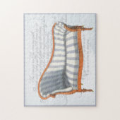 Victoriaans blauwe strepe Chaise Lounge Legpuzzel (Verticaal)