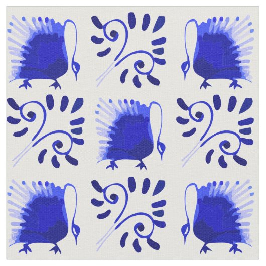 Victoriaans Blauwe Zwans William Morris Pattern Vi Stof (Close Up)
