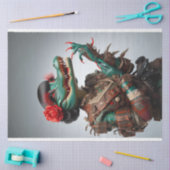 Victoriaans Blauwgroen rechts gerichte alligator d Tissuepapier (Craft)