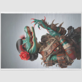 Victoriaans Blauwgroen rechts gerichte alligator d Tissuepapier