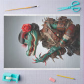 Victoriaans Blauwgroen Schaal Stijlvolle Alligator Tissuepapier (Craft)