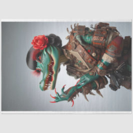 Victoriaans Blauwgroen Schaal Stijlvolle Alligator Tissuepapier