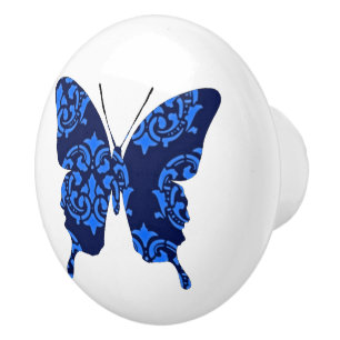 Victoriaans blauwvaag voor vlindercollage keramische knop