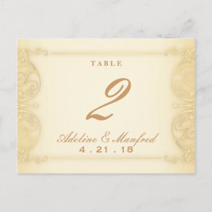 Victoriaans Bleek Gold Fancy tabelnummer Briefkaart