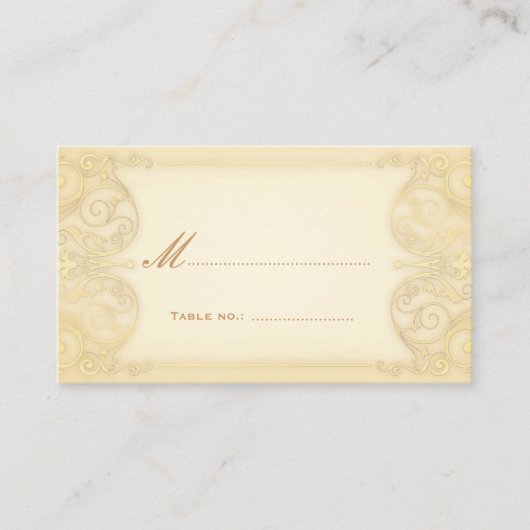 Victoriaans Bleek goud Fancy tafelescorte Plaatskaartje (Voorkant)
