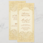 Victoriaans: Bleke gouden Fancy bruiloft Kaart (Voorkant / Achterkant)