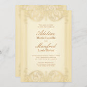 Victoriaans: Bleke gouden Fancy bruiloft Kaart (Voorkant / Achterkant)