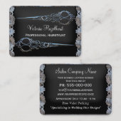 Victoriaans Bleu Double Scissors Metallic Finish Visitekaartje (Voorkant / Achterkant)