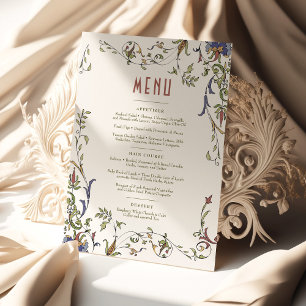 Victoriaans Bloeit Bruiloft Menu Kaart