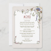 Victoriaans Bloeit  Bruiloft Menu Kaart (Voorkant)