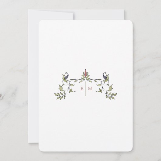 Victoriaans Bloeit  Bruiloft Menu Kaart (Achterkant)