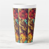 Victoriaans bloem  bloemmotief rood bruin latte mok (Voorkant)