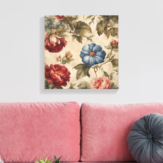 Victoriaans bloem canvas afdruk (Insitu (Woonkamer))