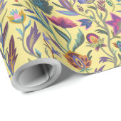 Victoriaans bloem Geel en blauw Birthday Cadeaupapier (Rol Hoek)