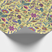 Victoriaans bloem Geel en blauw Birthday Cadeaupapier (Hoek)