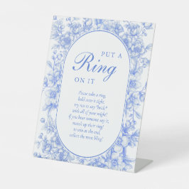 Victoriaans bloem Iets blauw zette er een ring op Reclamebord Met Voetstuk