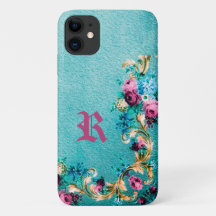 Victoriaans bloem roos elegant blauwgroen paars