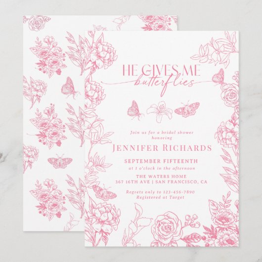 Victoriaans bloem | Vrijgezellenfeest van vlinders Kaart (Voorkant / Achterkant)