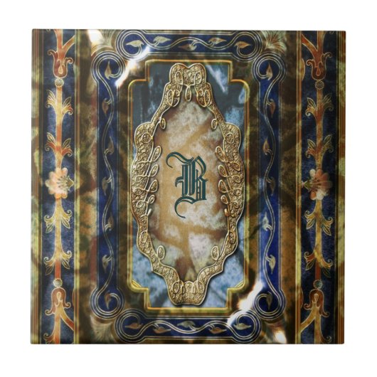  Victoriaans bloemblauw "King Louis" Tegeltje (Voorkant)