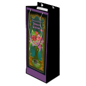 Victoriaans bloemboeket parfumlabel paarse wijn cadeautas (Achterkant Gekanteld)