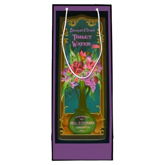Victoriaans bloemboeket parfumlabel paarse wijn cadeautas (Achterkant)