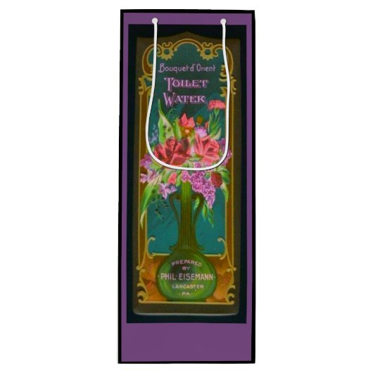 Victoriaans bloemboeket parfumlabel paarse wijn cadeautas (Voorkant)