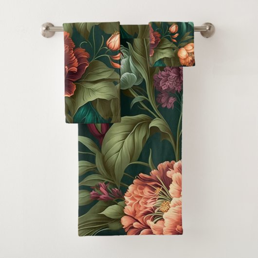 Victoriaans Bloemen Badhanddoek Set Bad Handdoek (Insitu)