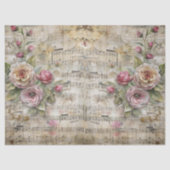 Victoriaans Bloemen Bladmuziek Ontwerp Tissuepapier (Voorkant)